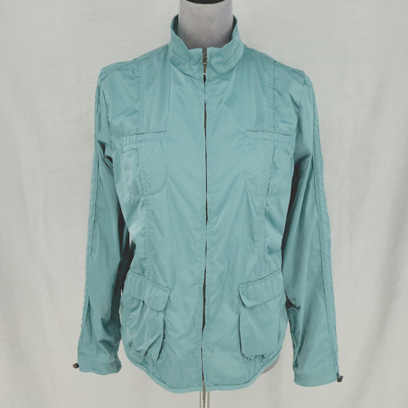 Chicos Zenergy Jacket 1 Womens Medium 8 Green Track Cargo Utility Full Zip - Picture 1 of 16